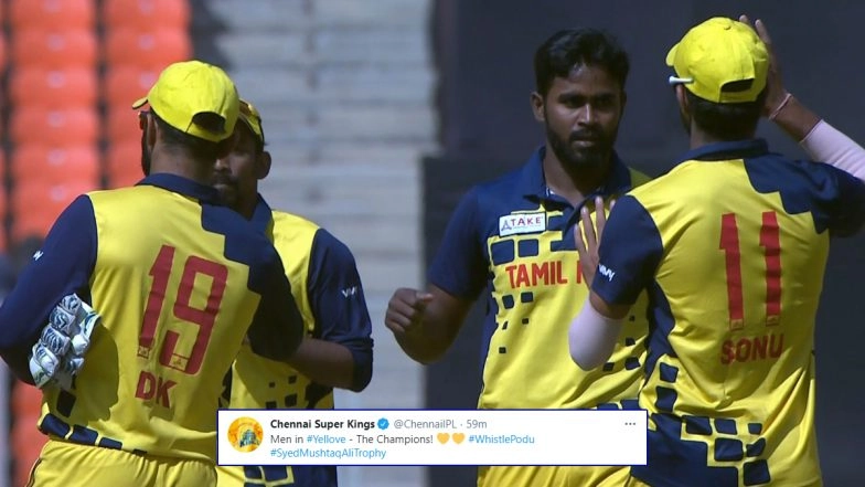 Chennai Super Kings React to Tamil Nadu’s Syed Mushtaq Ali Trophy 2021 Title Win, CSK Congratulates Dinesh Karthik-Led Side for Clinching Title