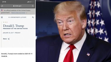 Donald Trump's Biography on US State Department Website Changed Many Times to 'Term Ended' With Different Timings by Angry Staffer Days After US Capitol Violence