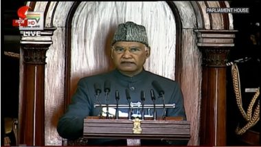 Union Budget 2021: President Ram Nath Kovind Lauds Centre During His Address to Joint Sitting of the Two Houses of Parliament, Says ‘Timely Decision Saved Lakhs of Lives During COVID-19 Pandemic’