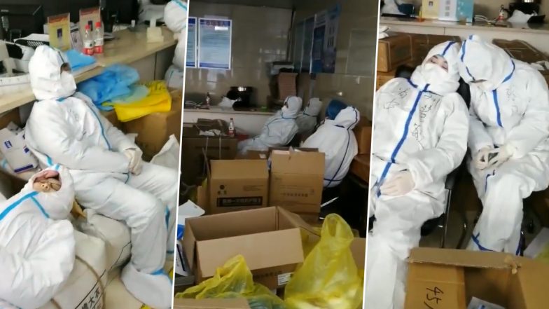 Video Shows Exhausted Chinese Medical Workers in Shijiazhuang Falling Asleep on Parcels and Chairs