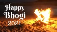 Happy Bhogi 2021 Wishes and Messages: WhatsApp Stickers, Bhogi Pandigai HD Images, Facebook Posts, GIFs, and Telegram Greetings to Share on the First Day of Pongal