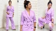 Hina Khan Poses Like a Boss Lady in a Lilac Pantsuit That Costs Rs 3800 (View Pics)
