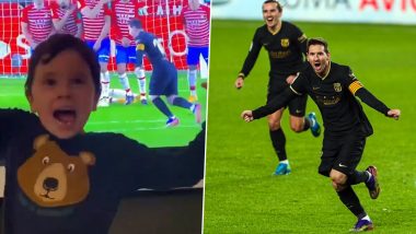 Lionel Messi’s 5-Year-Old Son Celebrates His Wonderful Free-Kick Goal Against Granada, Wife Antonela Roccuzzo Shares Cute Video on Instagram