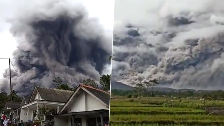 Semeru Volcano Eruption in Indonesia Scary Pics and Videos: Java Island's Highest Volcanic Mountain Spews Hot Clouds of Ash and The Visuals are Terrifying!