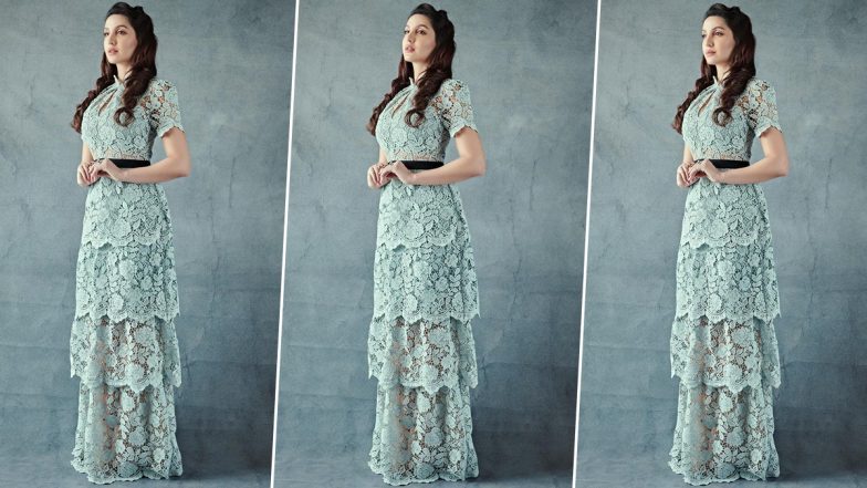 Nora Fatehi Is Elegantly Eloquent in a Tiered Lace Dress by Self Portrait!