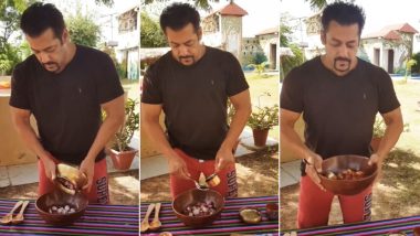 Salman Khan Turns Chef, Prepares Raw Onion Pickle and Lauds His Own Cooking Skills (Watch Video)