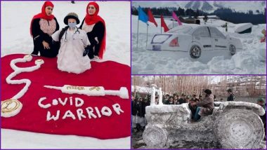 Snow Art in Kashmir: From COVID-19 Warriors, Snow Cars to Polar Bears, These Wonderful Creations Made Out of Snow Deserve Much Recognition! See Pics and Videos