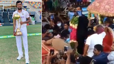T Natarajan Receives Grand Welcome After Reaching His Village Salem on Return From Australia, Virender Sehwag Shares Video