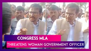Harsh Gehlot, Congress MLA, Threatens Woman Government Officer During Party's Protest Against Farm Laws In Ratlam, Madhya Pradesh, Act Caught On Camera
