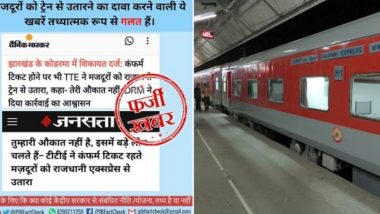 Labourers Asked to Deboard Rajdhani Express in Jharkhand Despite Having Confirmed Tickets? PIB Fact Check Claims It is 'Fake News'