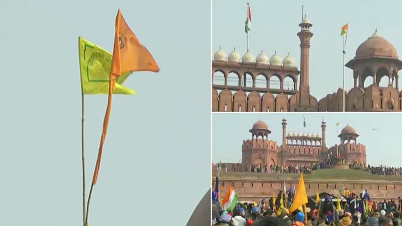 Farmers’ Tractor Rally: Mumbai-Based Law Student Urges CJI Sa Bobde to Take Cognizance of Hoisting Religious Flag From Ramparts of Red Fort