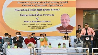 Delhi Deputy CM Manish Sisodia Distributes Cheques Worth Rs 7.48 Crore As Financial Assistance to 307 Sportspersons, Says ‘It Is CM Arvind Kejriwal’s Dream That Every Student Plays at Least One Sport’