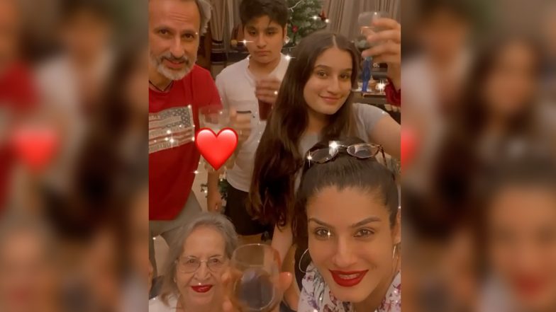 Raveena Tandon Welcomes New Year 2021 with the Family by Having a Non-Alcoholic Drink