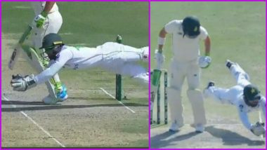 Mohammad Rizwan Took a Stunning Catch to Dismiss Dean Elgar off Yasir Shah During Pakistan vs South Africa 1st Test 2021 Day 3 (Watch Video)