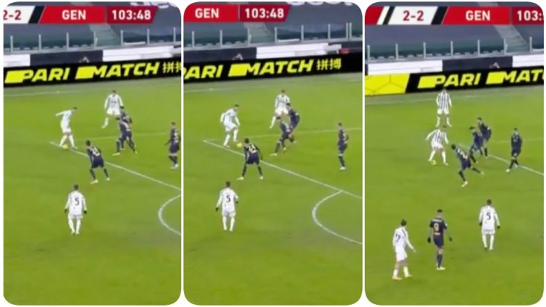 Cristiano Ronaldo Takes On Four Defenders To Create a Goal-Scoring Chance for Hamza Rafia, Debutant Leads Juventus to 3-2 Win Against Genoa, Super Coppa Italia (Watch Video)