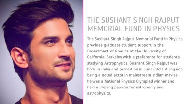 Sushant Singh Rajput Memorial Fund in Physics Set Up at the University of California on Late Actor’s Birth Anniversary