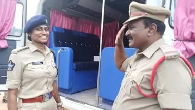 Circle Inspector Shyam Sundar Salutes His DSP Daughter Jessi Prasanti With Pride During Police Duty Meet in Andhra Pradesh’s Tirupati, Photo of the Duo Wins Hearts (See Pic)