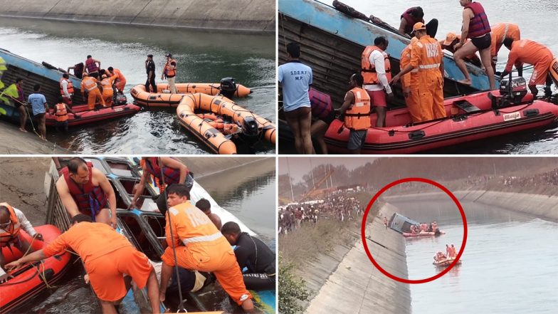 Madhya Pradesh Accident: Bus Falls Off Bridge Into Canal in Sidhi, 45 Dead, PM Narendra Modi Announces Compensation
