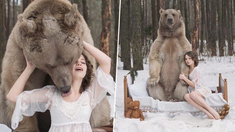 Model Poses Seductively With Bear For Anti-Hunting Campaign, Old Pics Go Viral