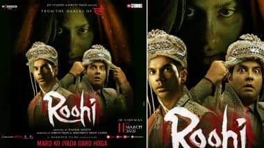 Roohi Posters: Janhvi Kapoor Gives Major Creepy Vibes While Rajkummar Rao and Varun Sharma Look Frightened by This Sight (View Pic)