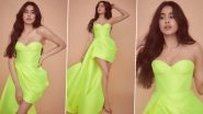 Janhvi Kapoor Kickstarts Roohi Promotions By Picking A Little Neon Dress With An Elaborate Train (View Pics)