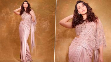 Yo or Hell No? Nora Fatehi in a Baby Pink Fusion Saree By Tarun Tahiliani