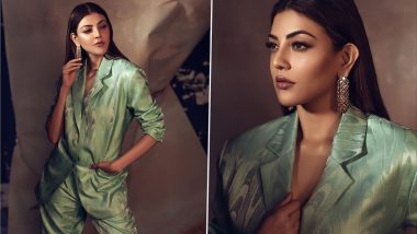 Yo or Hell No? Kajal Aggarwal's Powder Green Pantsuit By Ekaya