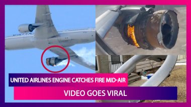 United Airlines Engine Catches Fire Mid-Air, Debris Fall To The Ground; Video Goes Viral