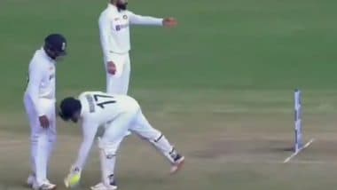 Annoyed Virat Kohli Complains to Umpire Nitin Menon About England Batsmen Running on Pitch in Chennai Test (Watch Video)