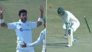 Hasan Ali Sends Rassie van der Dussen&rsquo;s Off-Stump Cartwheeling With Massive In-Swinger During Pakistan vs South Africa 2nd Test 2021 (Watch Video)