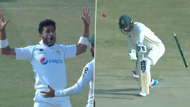 Hasan Ali Sends Rassie van der Dussen’s Off-Stump Cartwheeling With Massive In-Swinger During Pakistan vs South Africa 2nd Test 2021 (Watch Video)