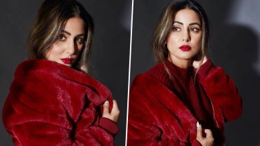 Hina Khan Turns Up The Heat In An All Red Winter Outfit As She Starts Celebrating The Month of Love (View Pics)