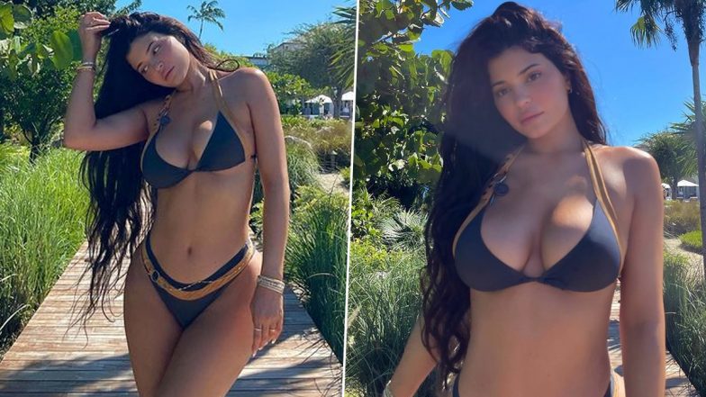 Kylie Jenner Looks Super Hot As She Strikes a Pose in Black Bikini (See Pics)