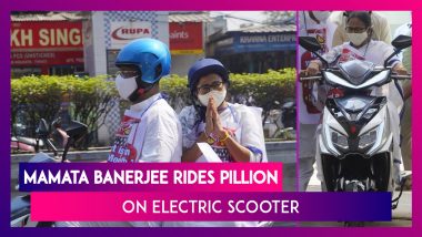 Mamata Banerjee Rides Electric Scooter, Takes A Pillion Ride To Mark Her Protest Against Rising Fuel Prices