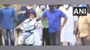 Mamata Banerjee Nearly Falls While Driving Electric Scooter in West Bengal's Howrah, Watch Video