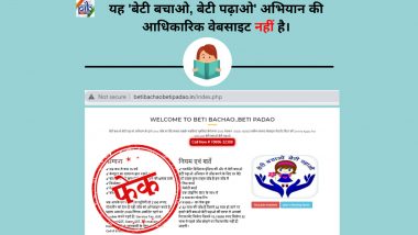 Fake Website Offers Jobs, Laptops, Mobiles on Payment of Fee Under 'Beti Bachao, Beti Padhao Yojana', PIB Reveals the Truth Behind Viral Claim