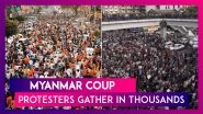 Myanmar Coup: Protesters Gather In Thousands, Defying Ban On Gatherings