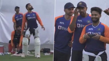 Rishabh Pant Catches Virat Kohli off Guard with Drone Camera Ahead of India vs England Day-Night Test 2021 (Watch Video)