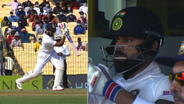 Virat Kohli Impressed as Rohit Sharma Hits Stuart Broad for Impeccable Cover Drive During India vs England 2nd Test in Chennai (Watch Video)