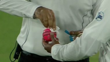 Ben Stokes Caught Applying Saliva on Ball During India vs England Day-Night Test, Umpire Sanitises the Ball
