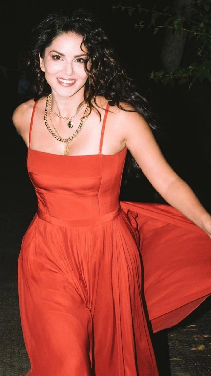 Sunny Leone Shares Glammed Up Photos in Red Maxi Dress From Designer Saisha Shinde!