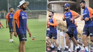 Virat Kohli, Rohit Sharma, Ajinkya Rahane and Other Team India Players Sweat It Out in Training Session Ahead of 1st Test Against England in Chennai (View Pics)