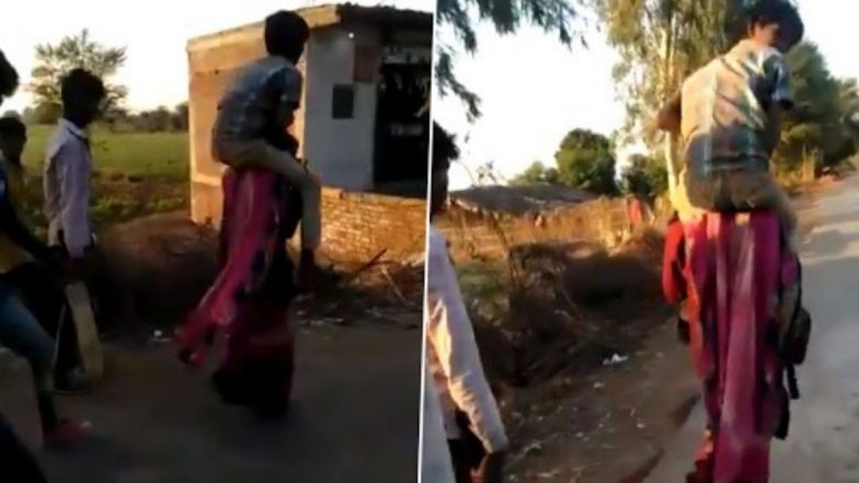 MP Tribal Woman Forced to Walk With Teenager on Shoulder For 3 KM, Beaten & Shamed by In-Laws; Watch Video
