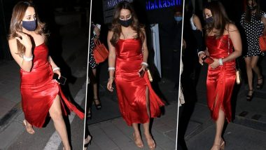 Natasha Dalal Looks Striking in Red As She Steps Out for a Get-Together With Friends Sans Hubby Varun Dhawan (View Pics)