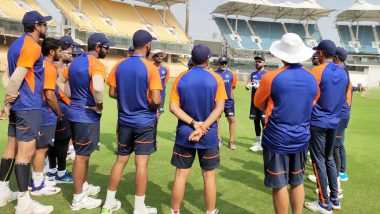 Virat Kohli, Ravi Shastri Address Team India Ahead of 1st Test Against England in Chennai (View Pics)