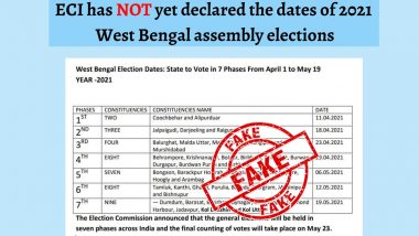 Election Commission of India Has Announced the Dates for West Bengal Assembly Elections 2021? PIB Fact Check Reveals the Truth Behind Fake Document