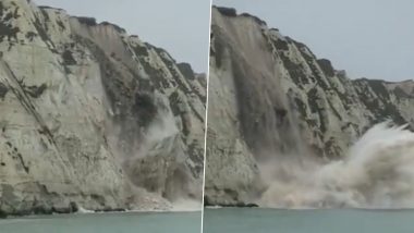 Holy Sh*t! Huge Section of Iconic White Cliffs of Dover in England Collapses Into the Sea, Fisherman Captures the Incredible Moment in Viral Videos