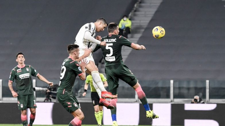 Cristiano Ronaldo Reacts After a Brace Against Crotone in Serie A 2021, Netizens Label Juventus Star as ‘CR7 Airlines’ (Watch Video)