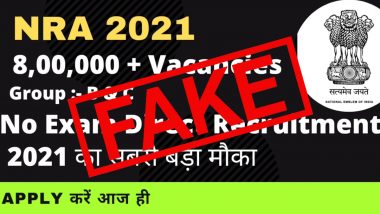 NRA Announces Vacancies For Over 8 Lakh Posts Without Any Entrance Examination? PIB Fact Check Reveals Truth Behind Fake YouTube Video