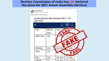 Election Commission of India Has Announced the Dates for Assam Assembly Elections 2021? PIB Fact Check Reveals the Truth Behind Fake Social Media Post